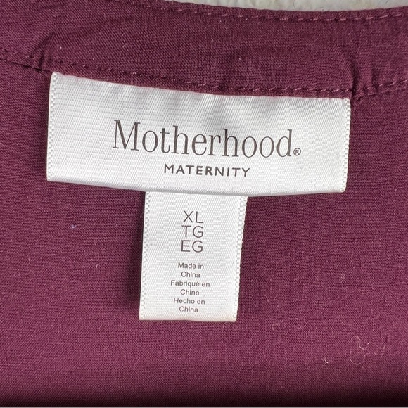 MOTHERHOOD MATERNITY WINE RAYON EMPIRE STYLE BLOUSE. Tie sleeve closure. XL - Picture 4 of 9